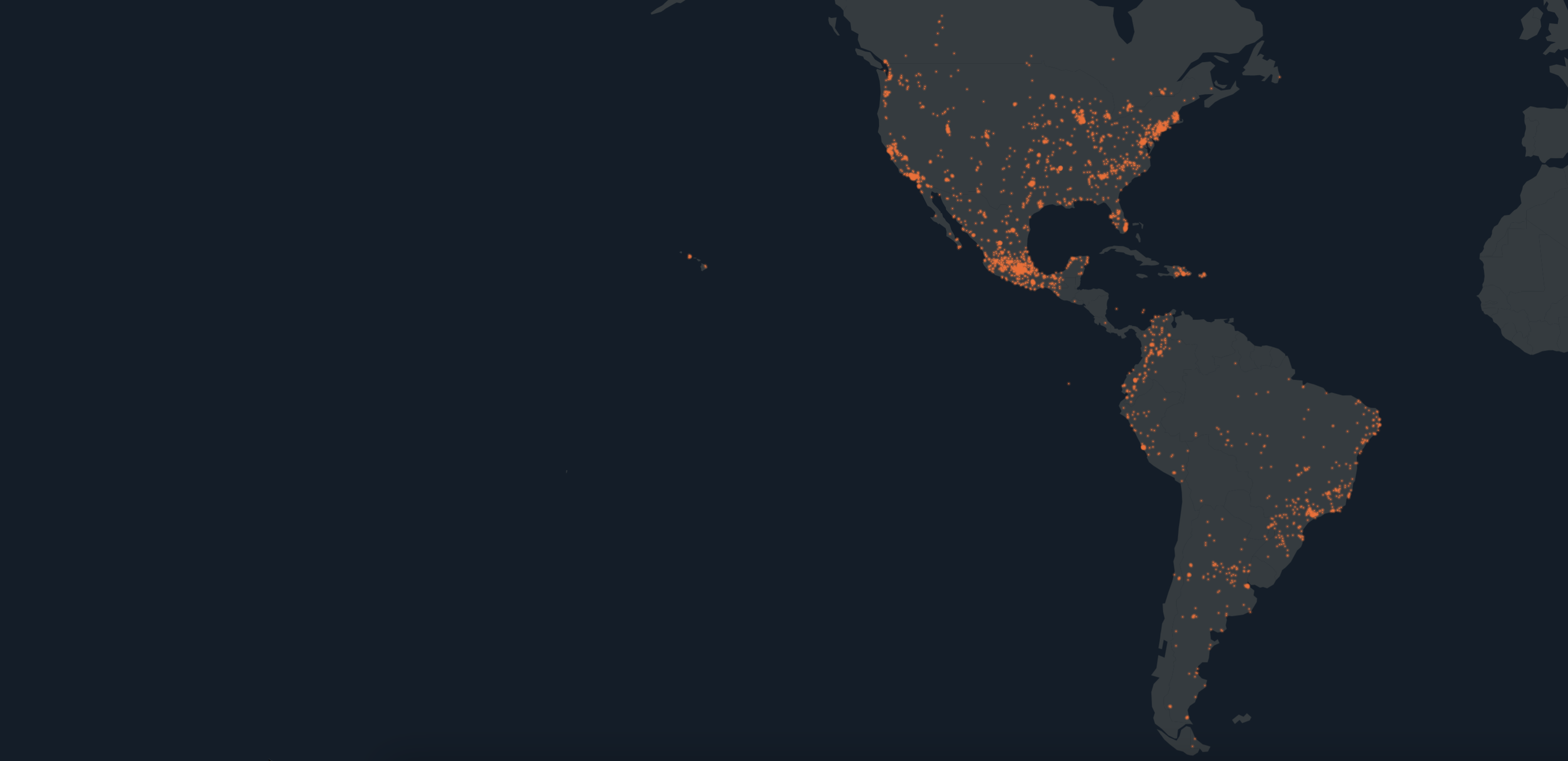 A map showing the global distribution of Royal Prestige distributors.